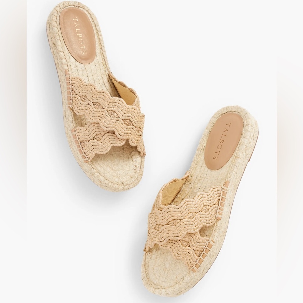 Talbots Hester Crisscross Raffia Espadrille Flat Sandals 11 - Picture 2 of 15